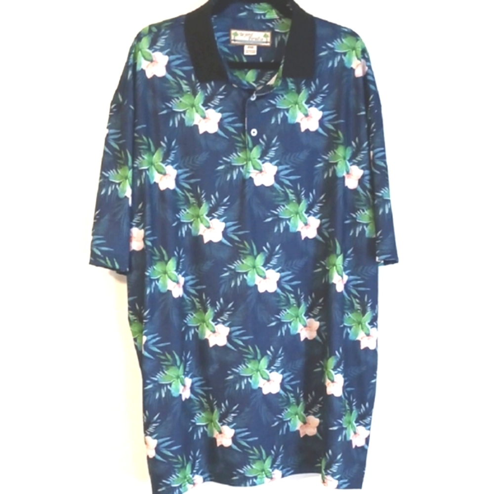 Beyond Paradise "Tropical Flower" Polo Shirt in Size 2XB (NWT)